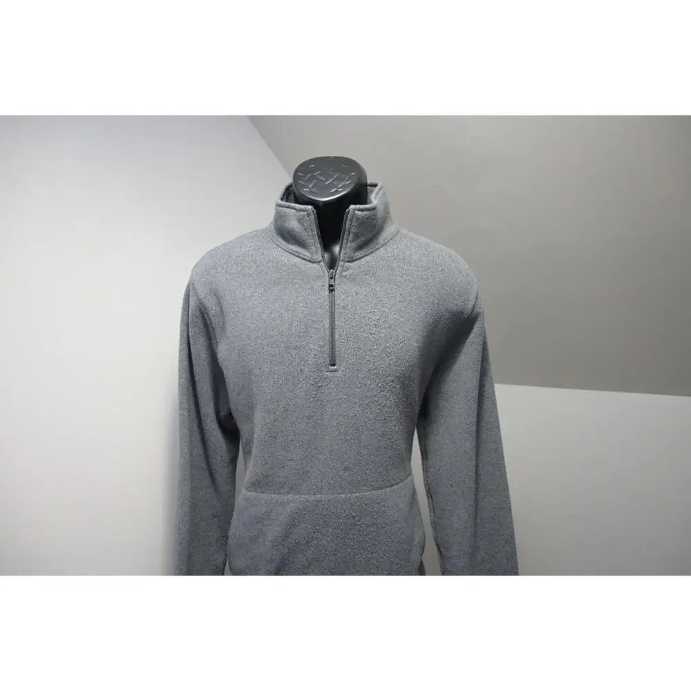 J Crew Sporting Goods 1/4 Zip Fleece Sweater‎ Gray Casual Prep Mens Sz Large